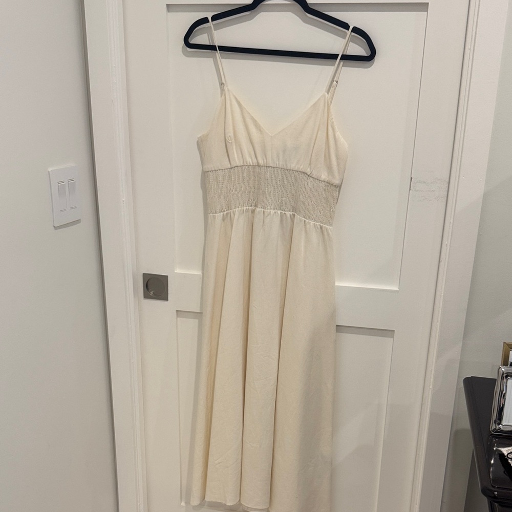 Zara Cream Midi Dress with Spaghetti Straps
